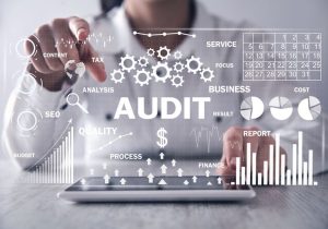 Audit. Business charts with words